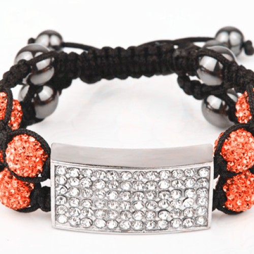 Fashion crystal double rows bracelet 10mm orange
